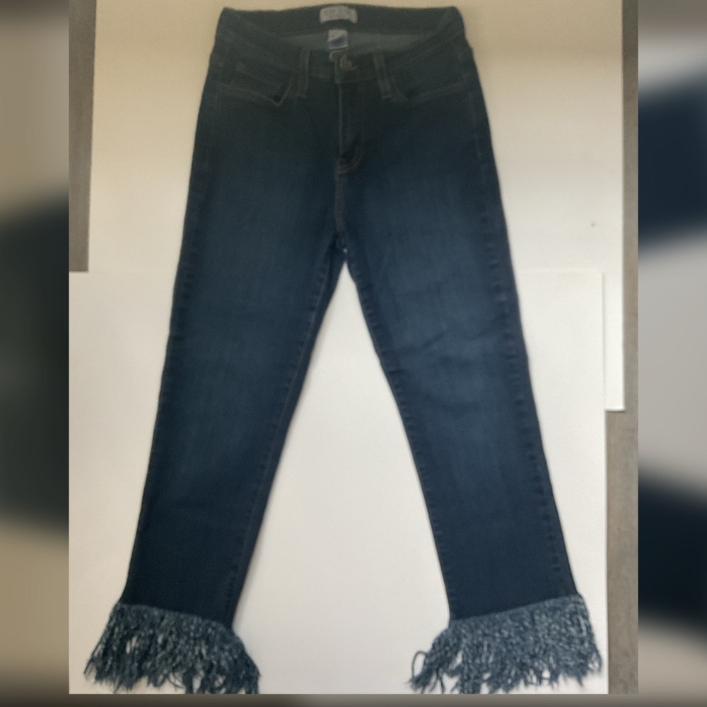Judy Blue Dark Wash Fringed Ankle Jeans